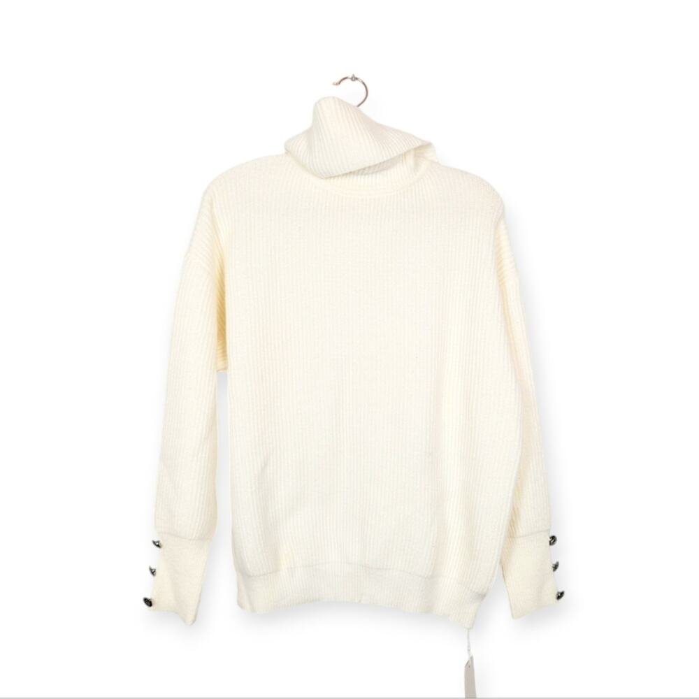 Tendency Turtleneck Sweater XL Cream Ribbed Knit Cozy Minimalist NWT - Picture 1 of 8